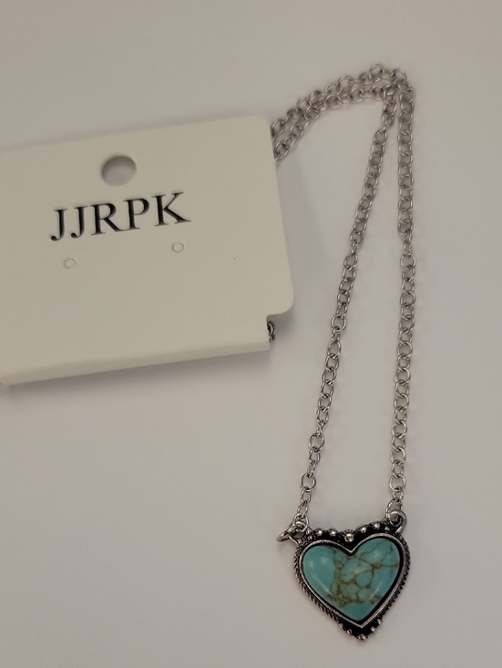 Fashion Jewelry Jewelry - Turquoise Heart Pendant Necklace - Silver Chain